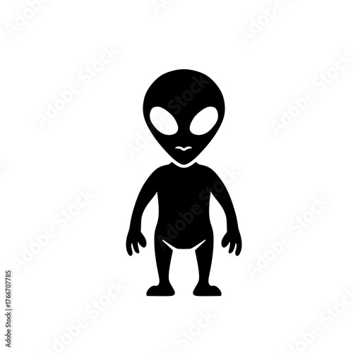 Cartoon Alien Silhouette Illustration for Science Fiction Projects