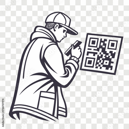 QR code icon transparent png. vector
