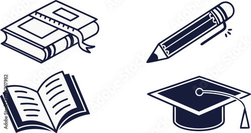 Vector icon set with pencil and business symbols