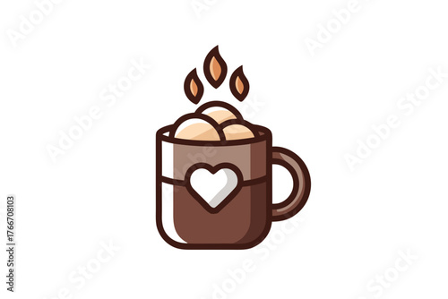 hot cocoa mug cup with marshmallows winter drink icon