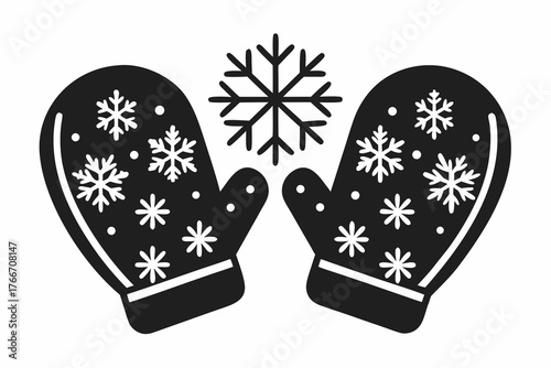 mittens with snowflake winter glove fashion accessory icon