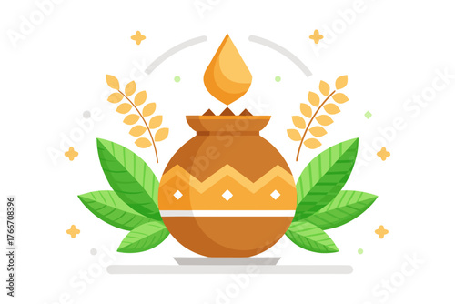 traditional pot kalash icons sacred ceremonial Indian cultural symbol