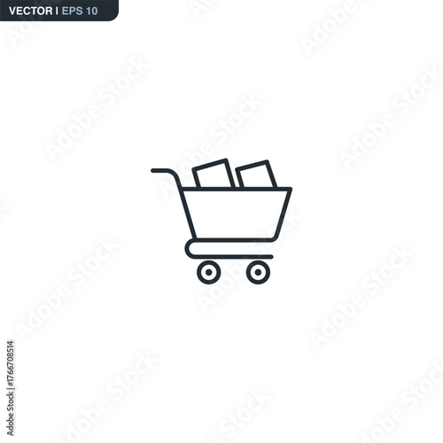 Shopping, linear style sign for mobile concept and web design