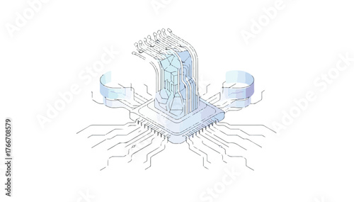 Cold light human hand print vector illustration isolated on blue glass decoration