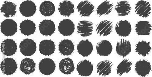 Colorful vector set of tree silhouettes in a circle design for a nature icon or pattern illustration