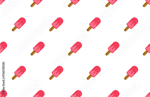 strawberry ice cream seamless pattern