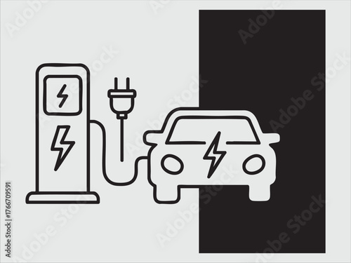 car ev electric vehicle icon vector illustration