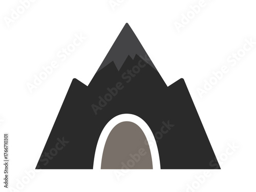 vector icon of mountain with cave