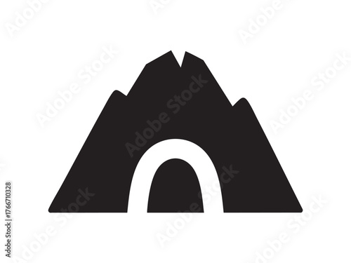 vector icon of mountain with cave