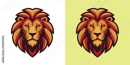 Bold Flat Design Lion Head Logo