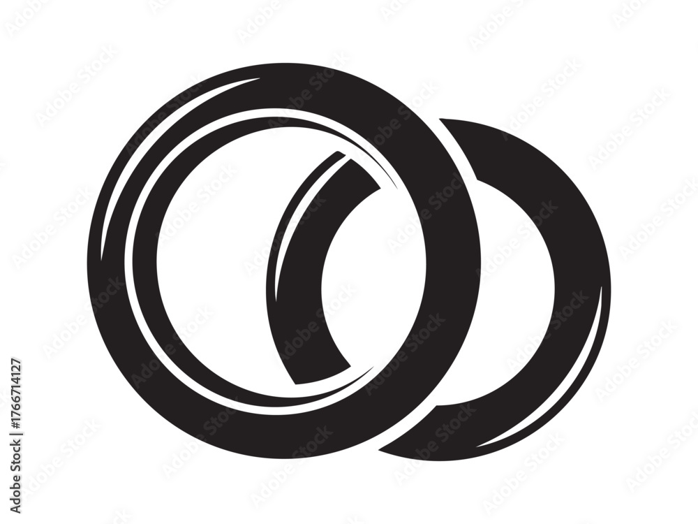 Fototapeta premium Marital status icon vector, wedding rings filled flat sign, solid pictogram isolated on white, logo illustration