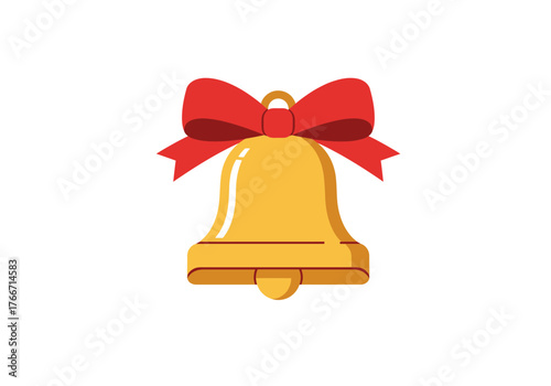 A festive golden bell adorned with a bright red ribbon, perfect for celebrating the joys of natal season and holiday cheer with a touch of classic charm