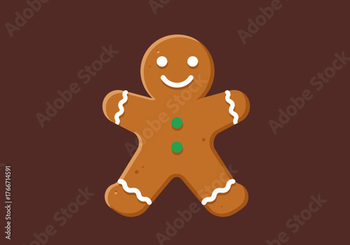 Christmas-themed natal gingerbread man cookie illustration, a festive treat perfect for holiday celebrations and seasonal gifting