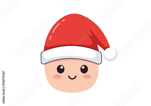 Adorable cartoon natal head wearing a Santa hat, embodying holiday cheer and festive spirit with a cheerful expression for seasonal design