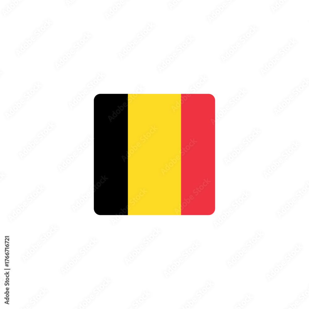Fototapeta premium Square flag of Belgium with rounded corners vector illustration. Perfect for educational materials, travel content, and national representation design projects