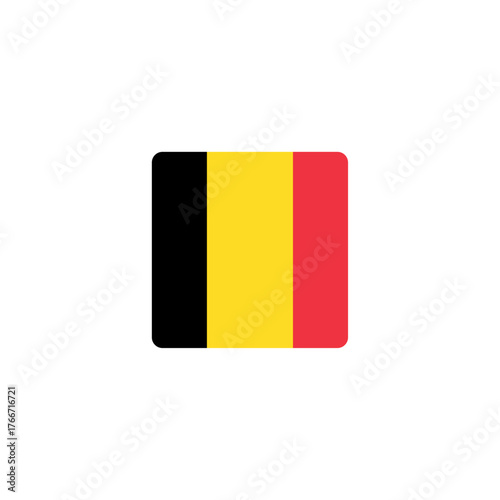 Square flag of Belgium with rounded corners vector illustration. Perfect for educational materials, travel content, and national representation design projects