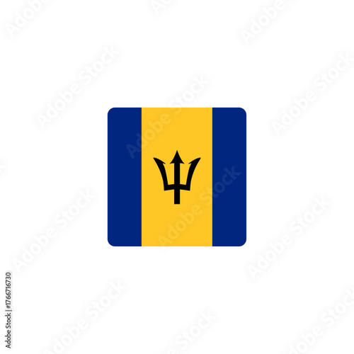 Square flag of Barbados with rounded corners vector illustration. Perfect for educational materials, travel content, and national representation design projects