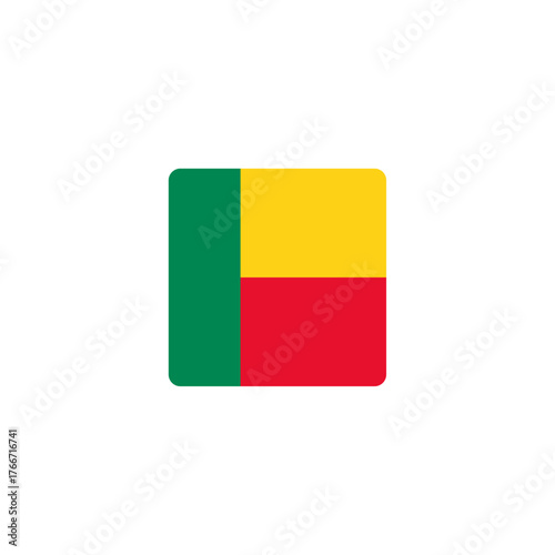 Free Download Square flag of Benin with rounded corners vector illustration. Perfect for educational materials, travel content, and national representation design projects - GFXLoad