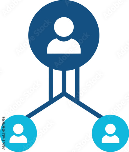 Hierarchical Organization Chart with Leader and Subordinates Depicted in a Modern Design