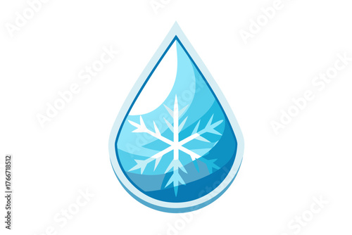 Frozen droplet icon teardrop shaped ice with subtle details