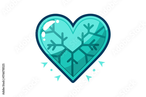 Frozen heart icon heart shape cracked icy romantic symbol