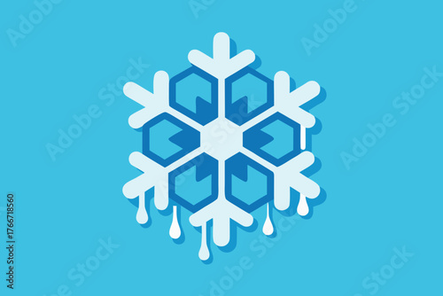 Melting snowflake icon snowflake with water drops melting effect