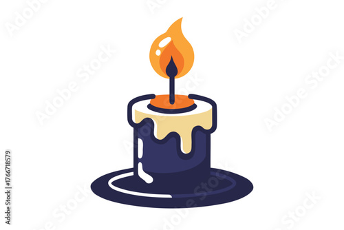 Melting wax candle icon candle body slightly melted realistic