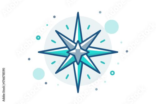 polar star icon radiant light shining bright night sky