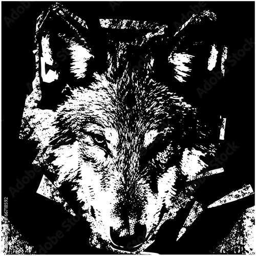 Wolf Portrait Intensity in Illustration
