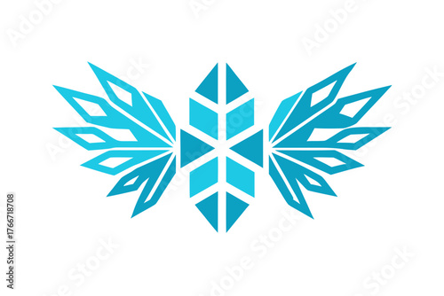 snowflake wings icon opposing wings with winter snowflake style