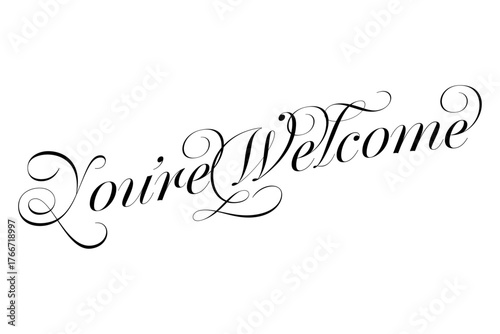 You're Welcome - 手書き風の筆記体で書いたYou're Welcome（どういたしまして）の文字（カリグラフィー）
