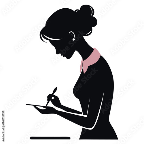 silhouette of a girl with a book