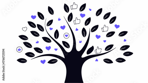 A tree with social media icons as leaves symbolizing growth and nurturing of advocacy initiatives within online communities.