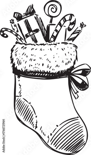 A Festive Christmas Stocking Filled with Delightful Gifts and Various Treats for All