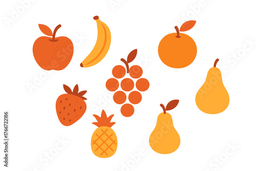 Assortment of fresh healthy tropical and common fruits including apple banana orange grapes pineapple