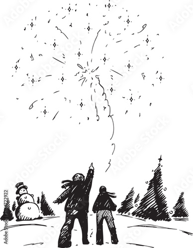Enjoy the Winter Celebration featuring thrilling Fireworks and a fun Snowman created with joy