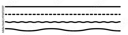 Straight line, dashed line, wavy line. curved line