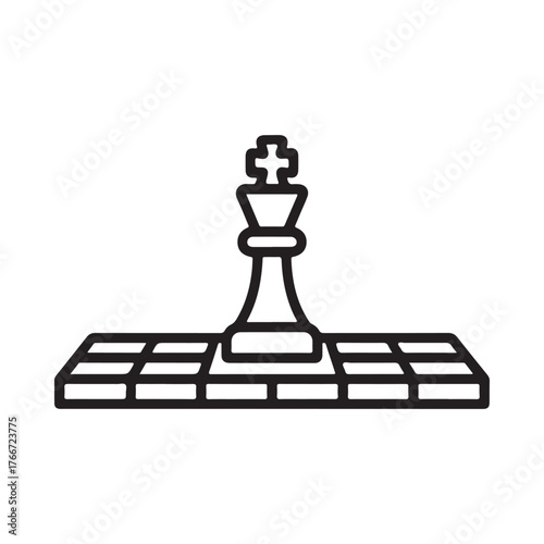 Simple line art illustration of a chess king on a chessboard