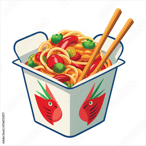 Noodles in a Box vector illustration