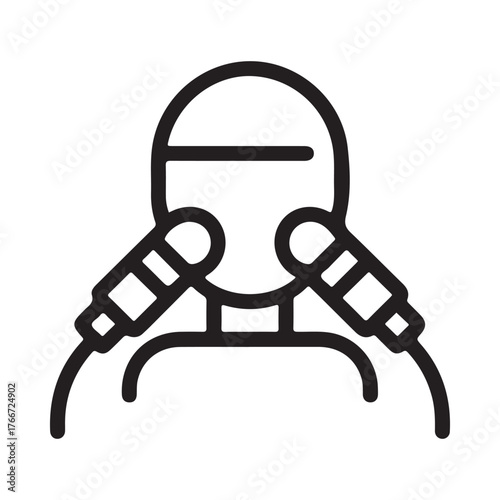 Icon of a person with two microphones in front of their face