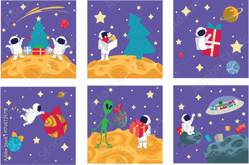 Festive Space Adventures Where Astronauts and Aliens Cheerfully Celebrate Holidays Together
