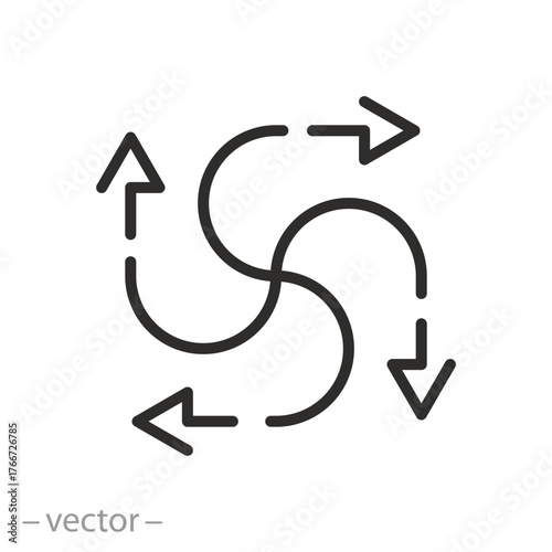 multipurpose or multifunction, versatility icon, line vector illustration