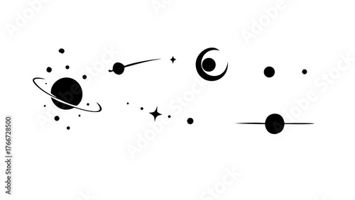 Vector art of celestial wonders a minimalist vector art illustration showcasing planets, stars, and cosmic elements, perfect for astronomy enthusiasts and design projects