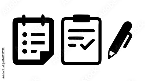 Illustration of checklist and document icons, representing task management, planning, and organization for productivity and efficiency in business and personal life