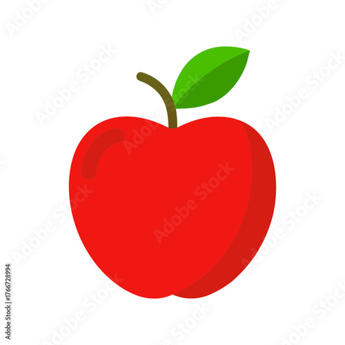 red apple with leaf