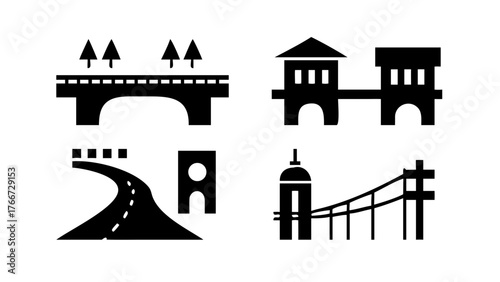 Illustration of a bridge set perfect for architecture lovers, civil engineers, and anyone who appreciates the beauty of infrastructure