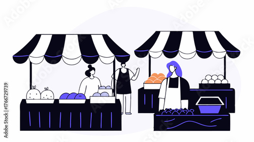 A vibrant openair market where fresh produce and essential supplies are shared a people in need showcasing community solidarity.