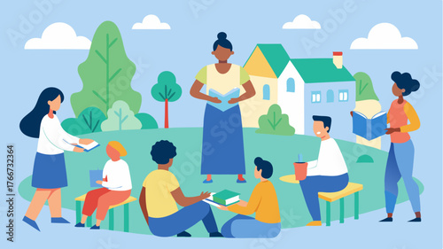 Teachers organizing educational workshops in the community space empowering residents with new skills and knowledge to enhance their lives.