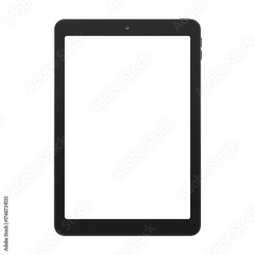Black tablet computer isolated on white background