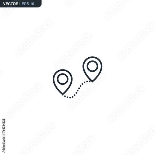 Travel distance, linear style sign for mobile concept and web design